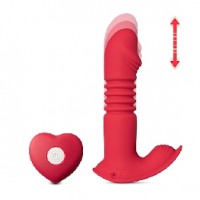 Thrusting Wearable Vibrator with Heating Function 24 Function w/Remote Control Red